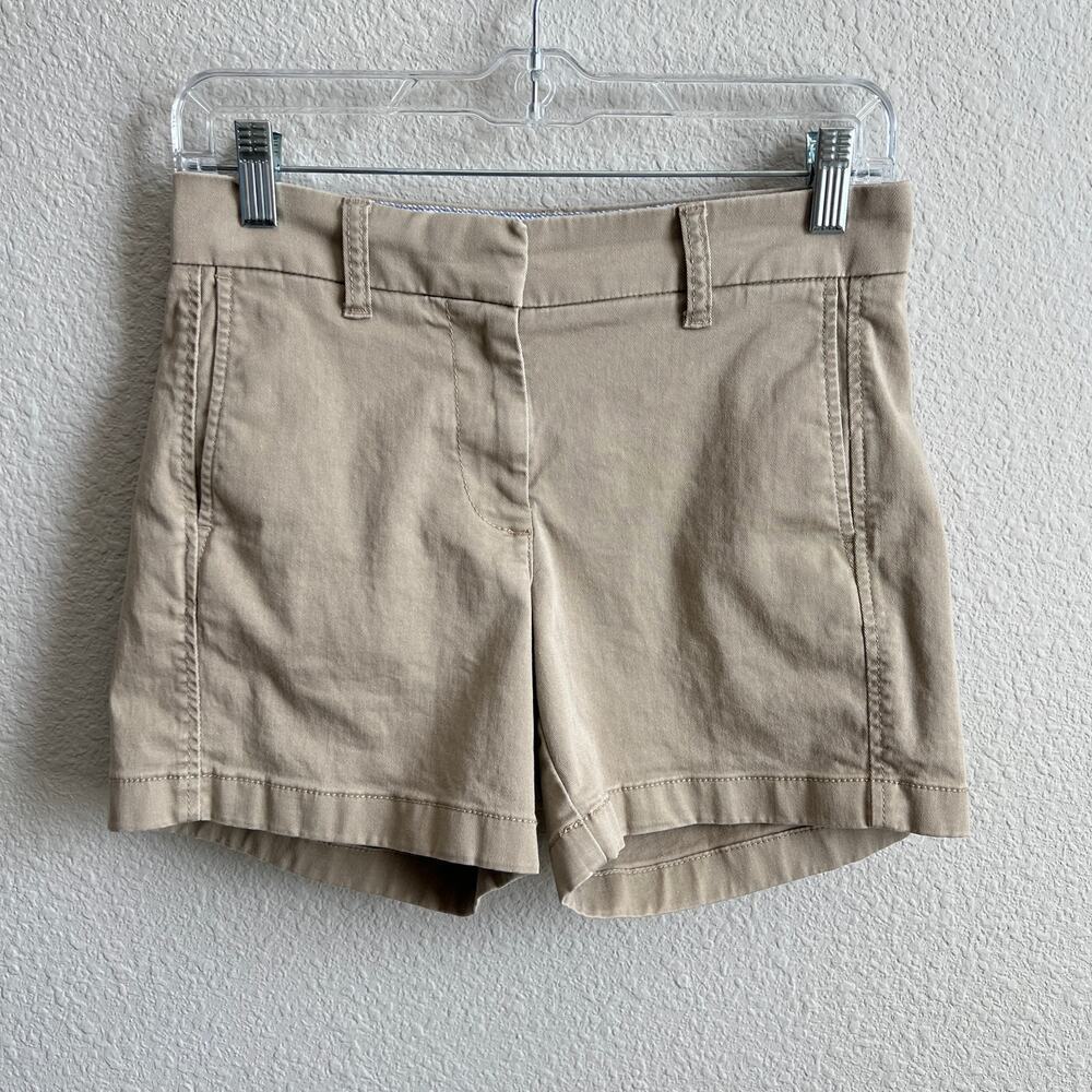 J. Crew 5" Stretch Chino Khaki Shorts Women's 0 Mid Rise